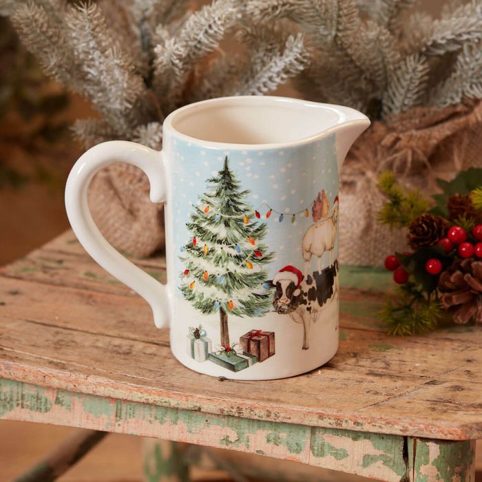 Christmas farm tractor animal stack jug