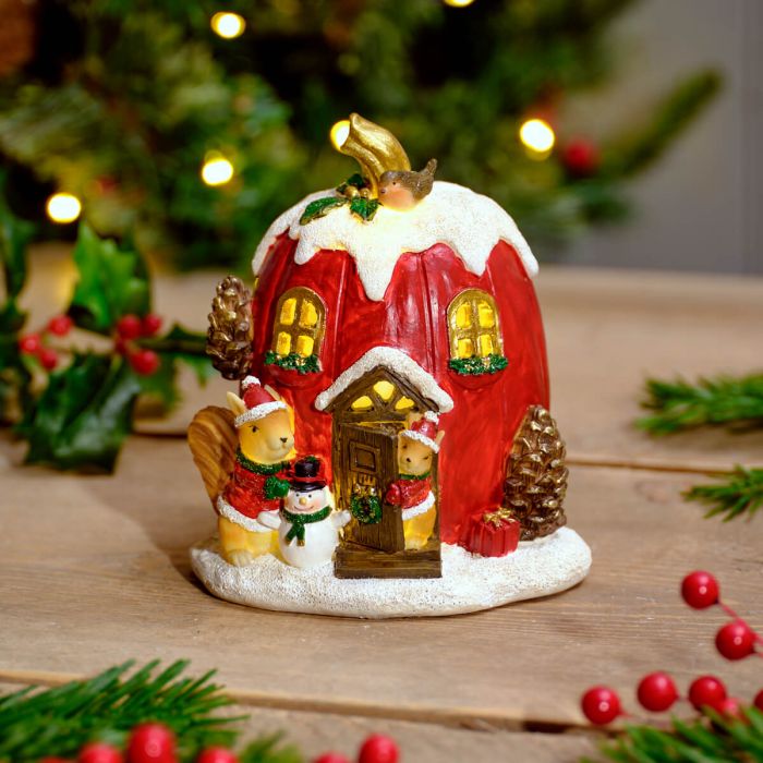 Festive robin light up Christmas house