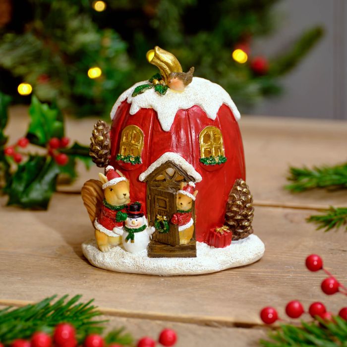 Festive robin light up Christmas house