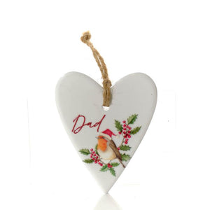 Sentimental robins ceramic hanging heart
