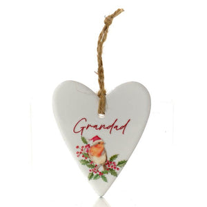 Sentimental robins ceramic hanging heart