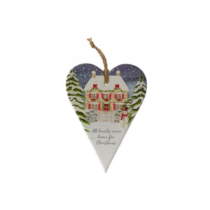 Christmas cottage 'All hearts come home' hanging dec