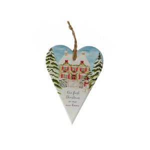 Christmas cottage 'First Christmas in our new home' hanging heart