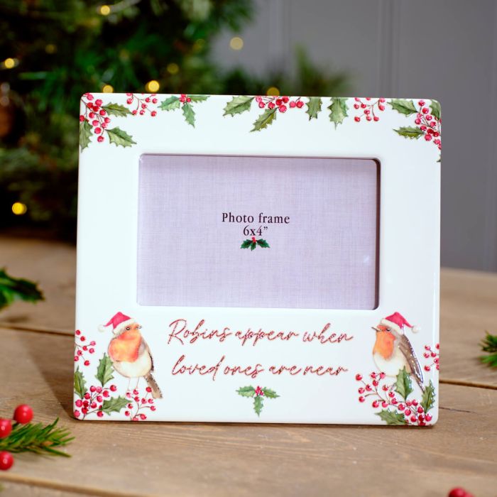 Robins appear ceramic photo frame
