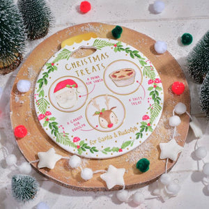 Christmas Eve ceramic treat plate for Santa and Rudolph