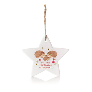 First Christmas as grandparents hanging ceramic star