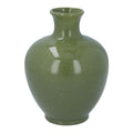 Green Porcelain Vase w Fluted Neck