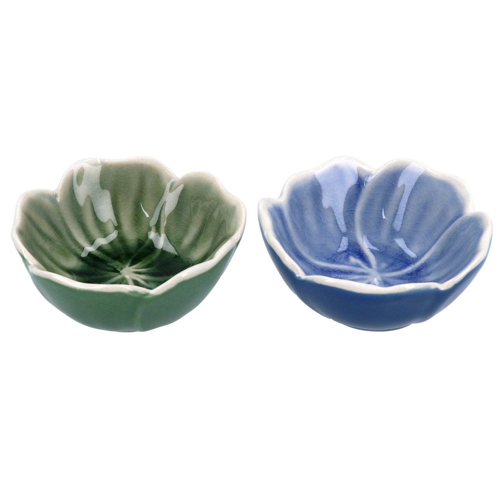 Blue/green flower shaped stoneware mini bow