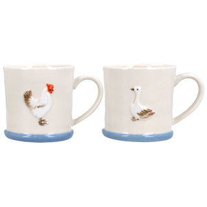 Hen/duck stoneware mini mugs