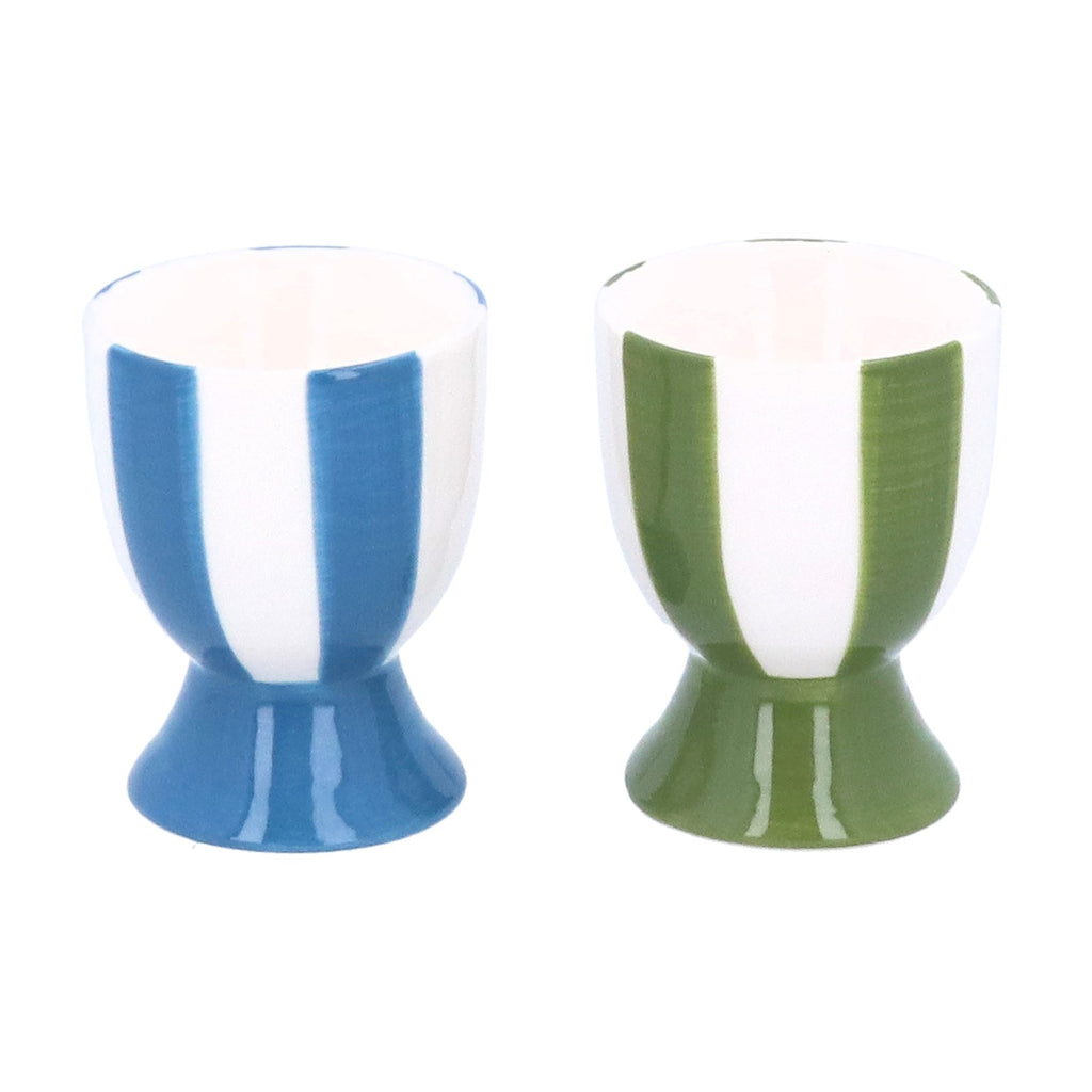 Blue/Green Stripe Ceramic Egg Cup