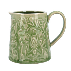 Country flowers green stoneware mini jug