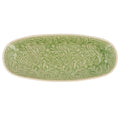 Country flowers green stoneware oval plate
