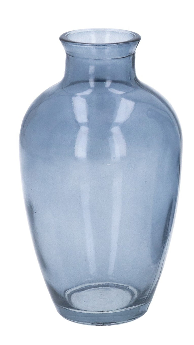 Blue glass tapered bud vase