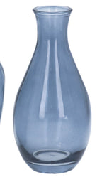 Two blue glass vases on a white background