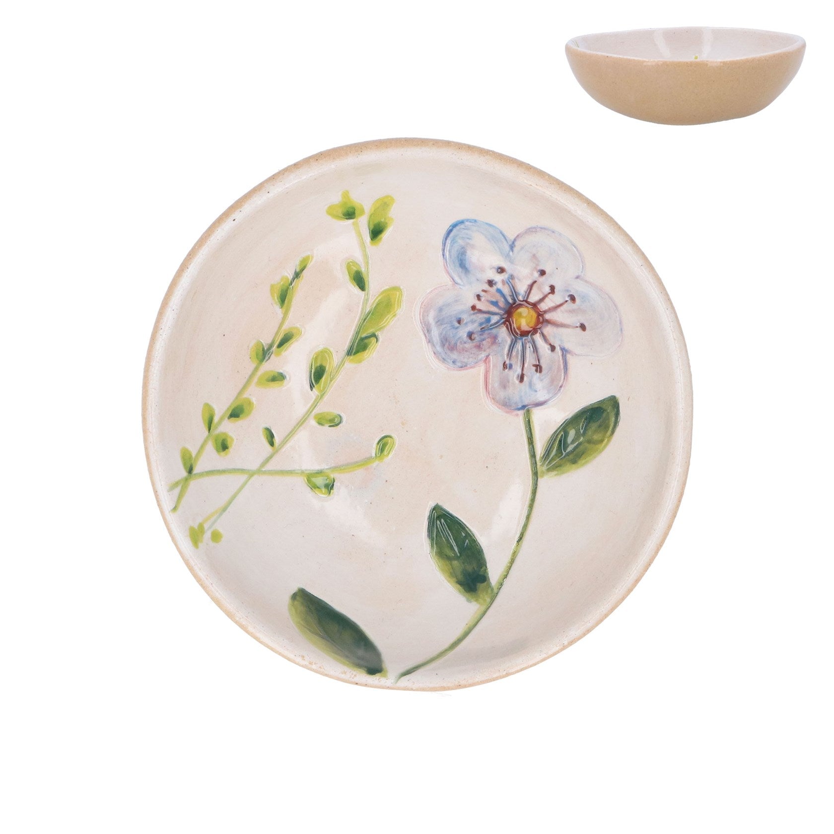 Stoneware mini bowl - Meadow/blue flower