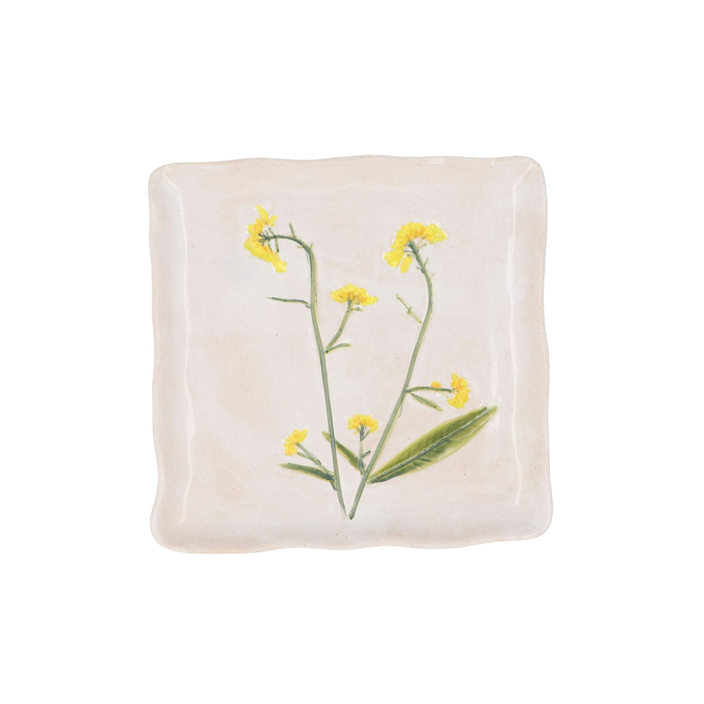 Stoneware square side plate - Meadow