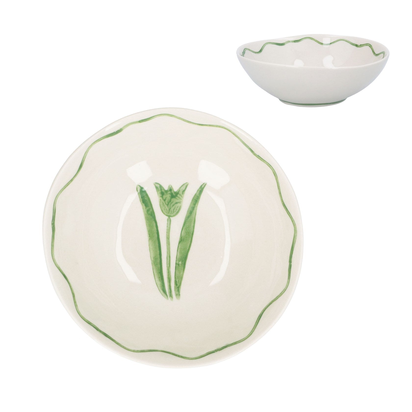 Stoneware mini bowl - Green Tulips