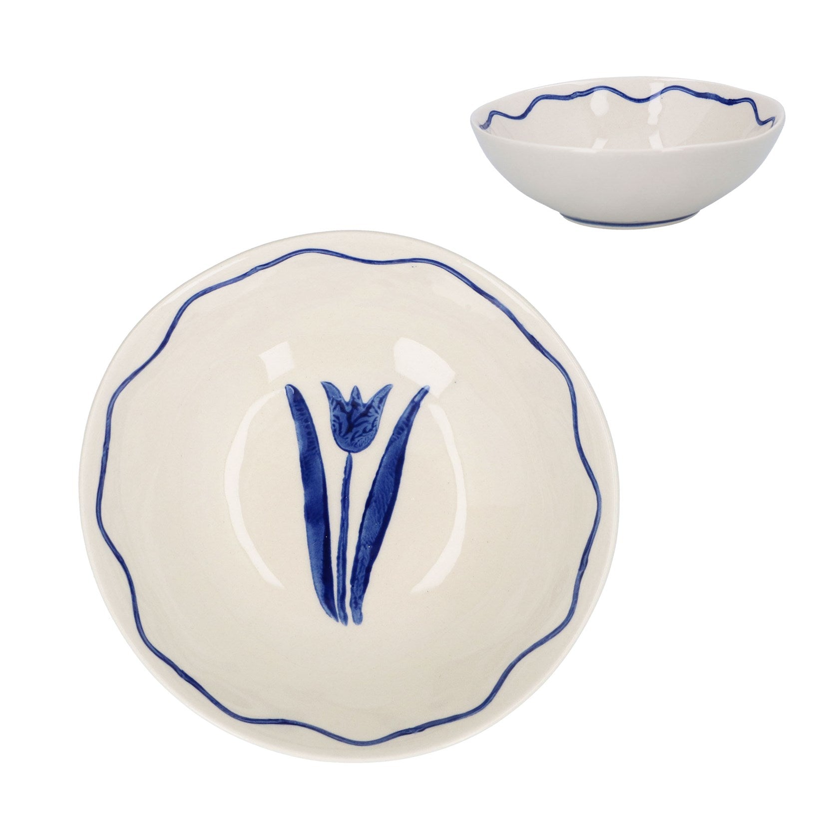 Stoneware mini bowl - Blue Tulips
