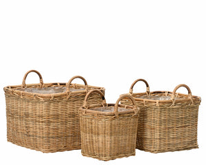 Square basket planter with handles