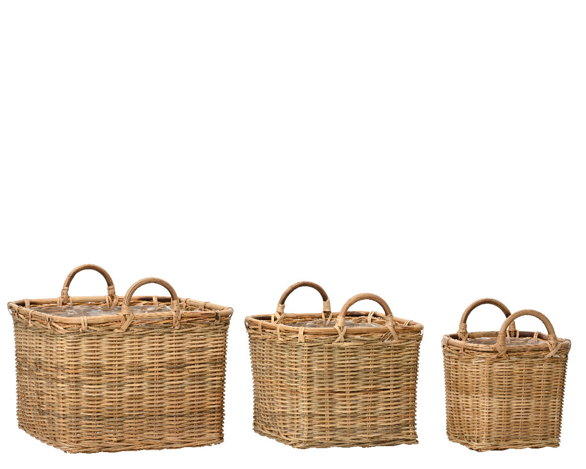 Square basket planter with handles