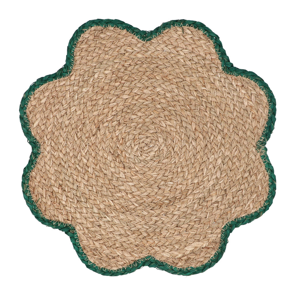 Green edge seagrass flower shape placemat