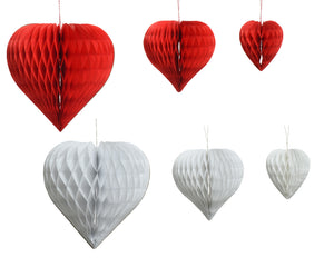 Love hearts paper hanging decorations-pack of 3