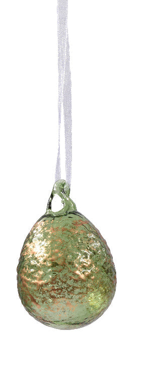 Copper dusted glass egg hanging decs