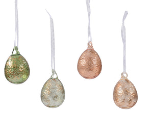 Copper dusted glass egg hanging decs