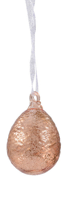 Copper dusted glass egg hanging decs