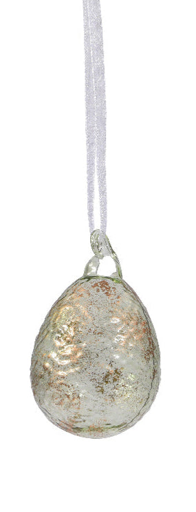 Copper dusted glass egg hanging decs