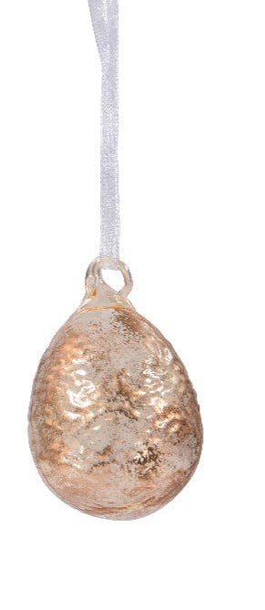 Copper dusted glass egg hanging decs