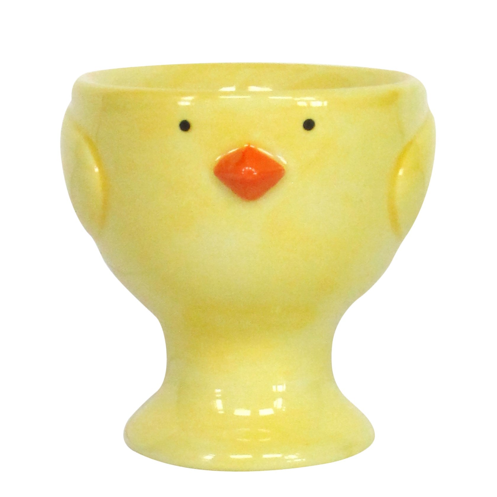 Yellow ceramic chick egg cup