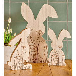 Wooden bunny with floral design