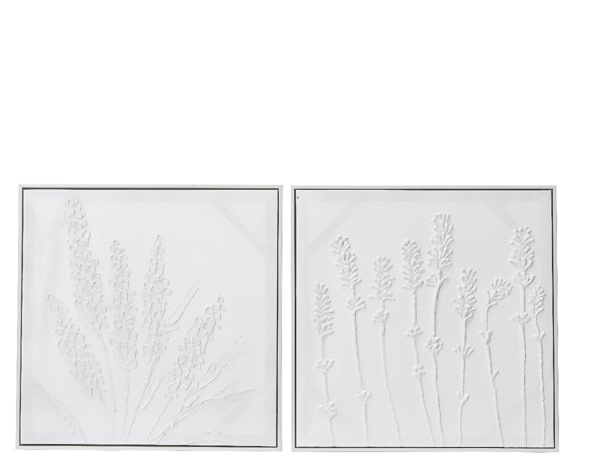 Clean white wild florals hand finished framed prints