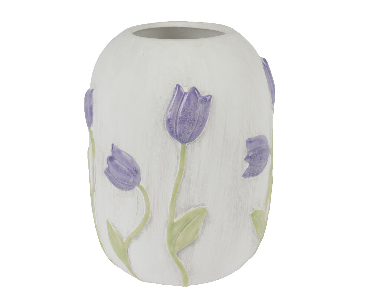 Purple tulip stoneware vase