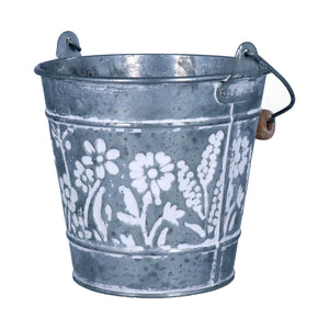 Floral embossed metal bucket