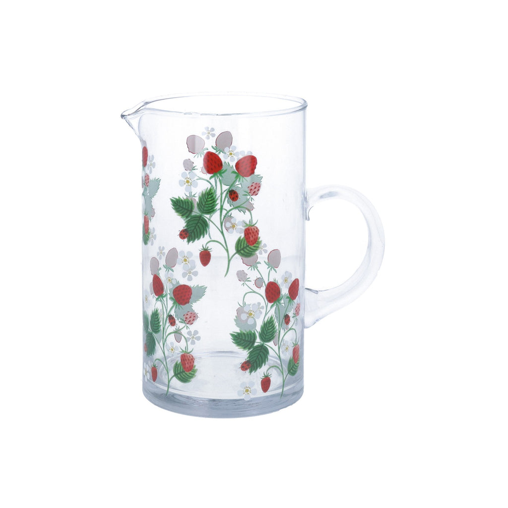 Strawberries clear glass water jug