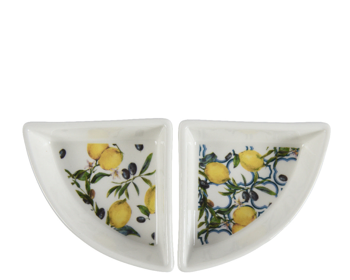 Lemon and olive print tapas set