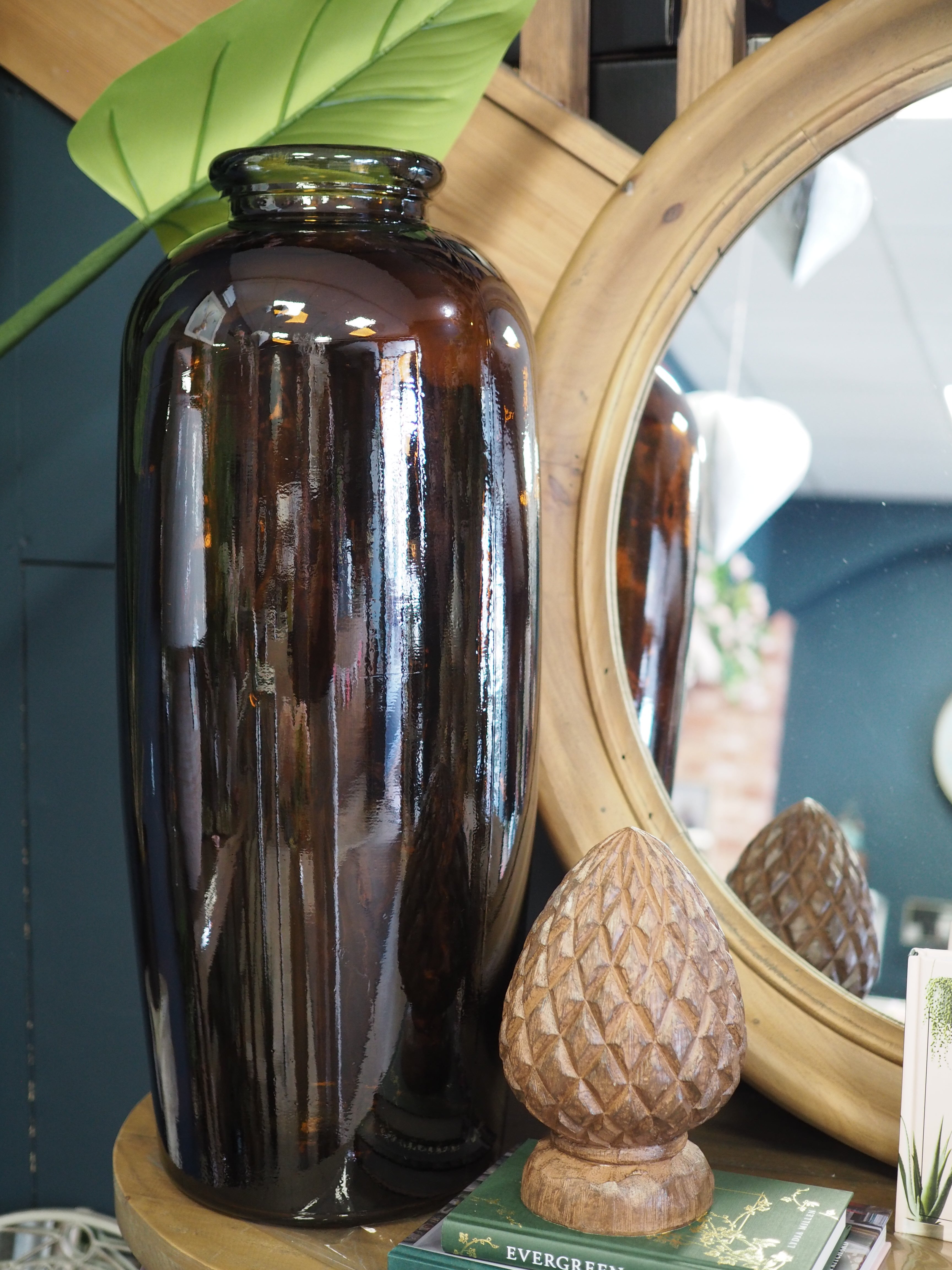 Tall Brown Recycled Glass Vase