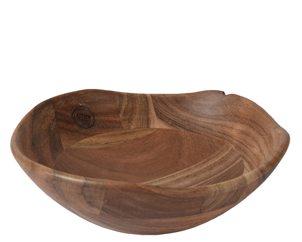 Acacia wood round bowl