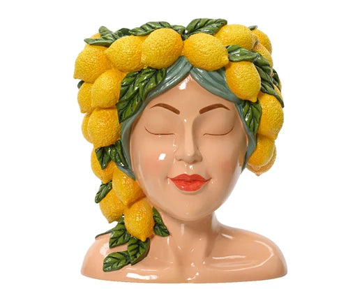 Lemon headress planter (23.5cmH)