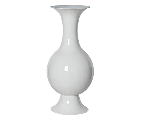 Tall off white enamel vase