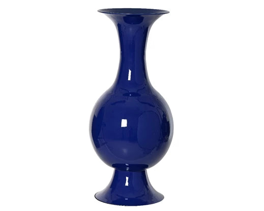 Tall navy enamel vase