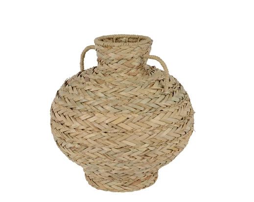 Short sea grass vase with handles