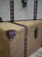 Chests with leather binding and copper closure