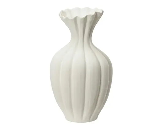 Off white large fluted vase