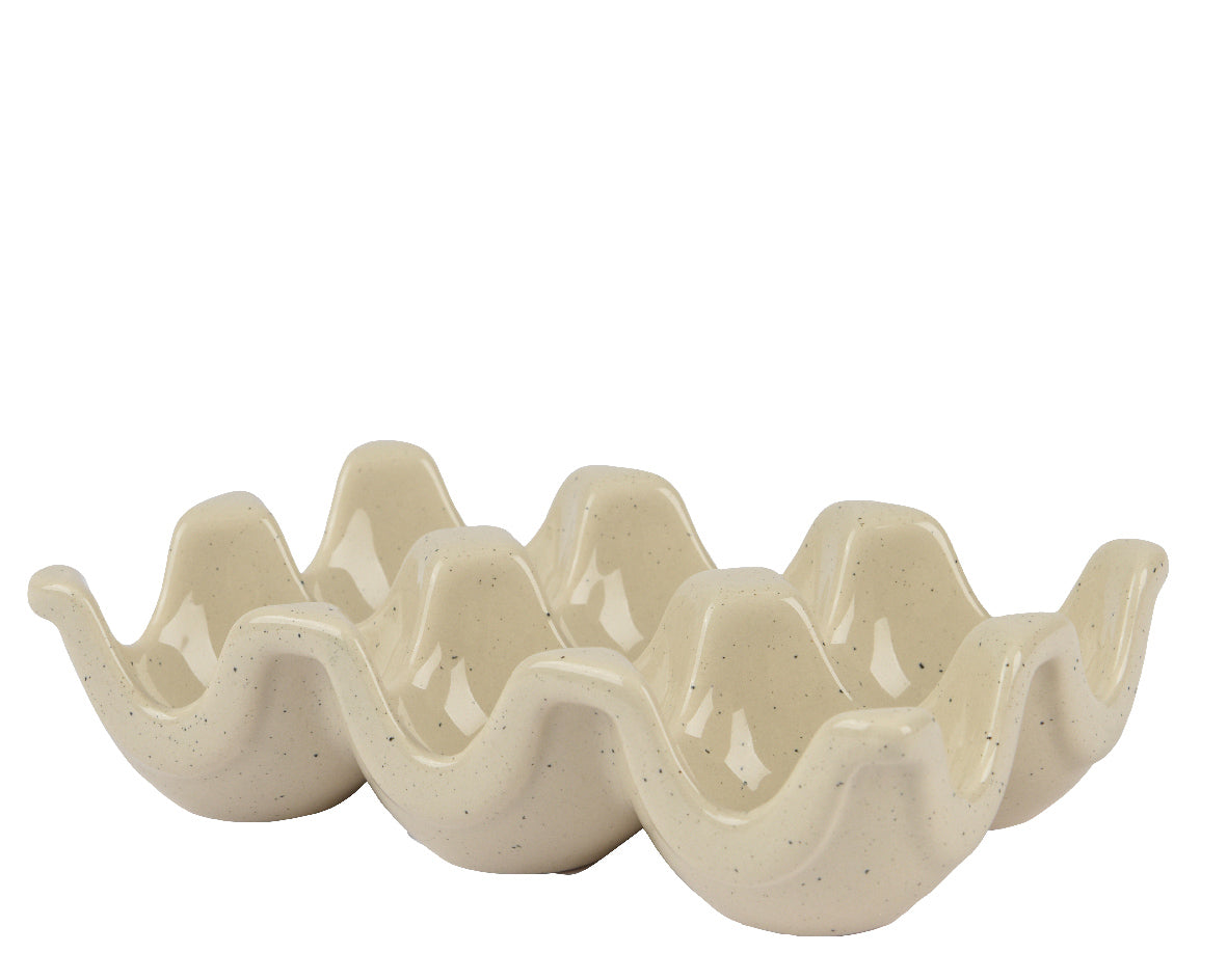 Speckled stoneware egg holder