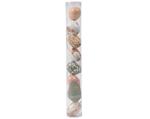 Tube of 6 Easter egg shatterproof hanging decorations