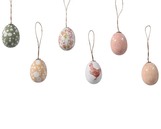 Tube of 6 Easter egg shatterproof hanging decorations