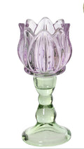 Coloured glass tulip tealight holder